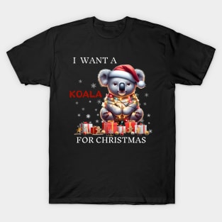 I Want a Koala for Christmas Santa Koala Christmas Gifts T-Shirt